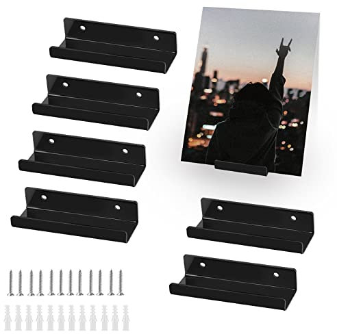 DBREAKS Schallplatten Wandhalterung, 6 Pcs Vinyl Schallplattenregal, 10*3,5*2cm Schallplatten Ständer, Wand LP Halterung, Platten Regal mit Schrauben, für Platten Fotoalbum und Sammlerstücke (Schwarz)