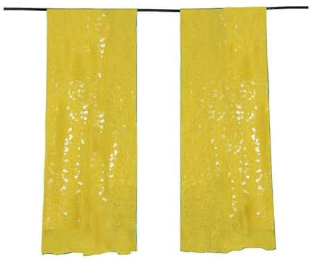 Pailletten-Hintergrundvorhang, Gold/Silber/Roségold, Pailletten, Fotografie-Hintergrund, Vorhang für Party/Zuhause/Hochzeitsdekoration, Neongelb, XS-2 Stück, 2 x 3 Fuß, 60 x 90 cm