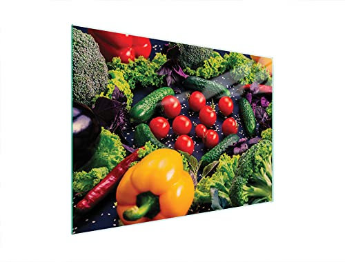 DarHaus Couvercle pour plaque de cuisson universelle en céramique, à induction, Planche à découper en verre 40 x 30 cm, protection anti-éclaboussures, plaque en verre, cuisine, Légumes Coloré