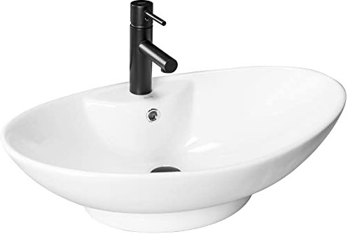 Rea Aufsatzwaschbecken Rosa Waschtisch Handwaschbecken Waschschale Waschbecken für Badezimmer aus hochwertiger Keramik 660 mm x 440 mm x 210 mm (weiß)
