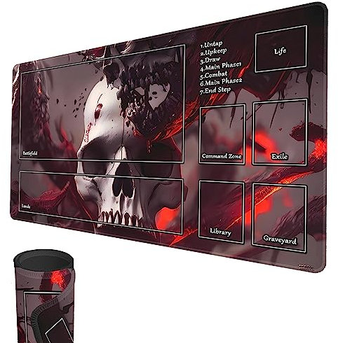 MTG Spielmatte, 60x35cm Spielmatte für TCG MTG Kartenspielmatte, genähte Kanten, MTG Spielmatte mit Zonen, Glatte Gummioberfläche, Kampfspielmatte