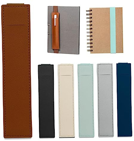 6PCS Elastic Band Pen Holder for Notebook Pencil Holder PU Leather Pen Sleeve Pouch for Hardcover Journals Pen Holder Hold 1 Pen Detachable for Planner Notebook