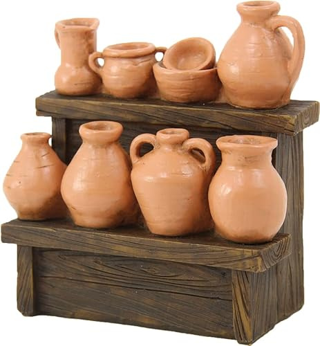 FADEDA Marktstand,Krüge' / Höhe:12 cm/handbemalt/detailgetreue Krippen Figuren - Weihnachten Tisch Dekoration Krippe Zubehör