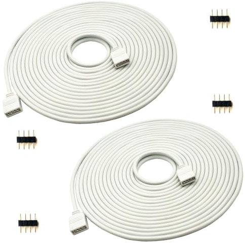 WZCJHZH 2pcs weißes 4 pin RGB LED Lichtstreifen Verlängerungskabel vierpolig 3528 5050 LED Lichtstreifen Verbindungskabel 4-polig LED Controller Stecker Kabel (5m)