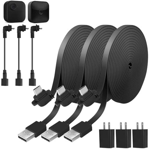 Uogw 3Pack 33ft/10m Power Cable and Adapter Compatible with Blink Outdoor 4 (4th Gen)/Blink (3rd Gen) XT3/Blink XT2/XT,Weatherproof Outdoor Charging Power Cord,Flat Extension Cable for Blink Camera