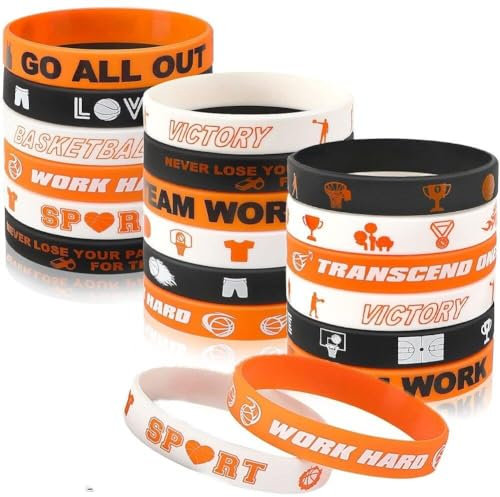 Luxylei 20 Pièces Bracelet en Silicone De Basket-Ball pour Enfants Adolescents, Bracelets De Sport en Caoutchouc De Silicone Prix Sportifs Cadeaux Cadeaux De Fête Fournitures