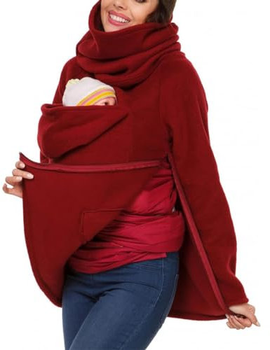 KhUkHU Tragejacke Multifunktional Bequem 2 in1 Babytragejacke für Mama und Baby Känguru Tragejacke aus Fleece mit Baby und Schwangerschaftseinsatz,003,XXL