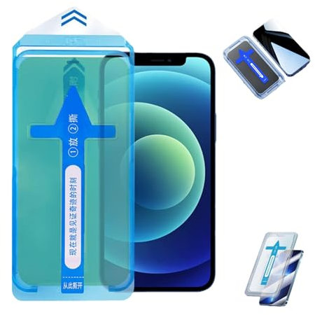 Invisible Artifact Screen Protector -Dust Free Without Bubbles, 2nd Generation-Invisible Artifact Film, 2024 New Invisible Artifact Screen Protector for IPhone (Green Film,for iPhone12)