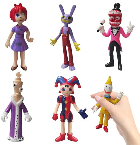 HUARYEN 6 pcs Anime Zirkusspielzeug, Clown Kuchen Deko The Amazing Digital Circus Figuren Mini Figuren Tortendeko Cupcake Deko Zirkus Deko Kindergeburtstag für Kinder Mädchen Junge