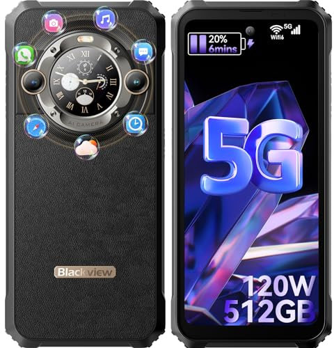 5G Rugged Smartphone Blackview BL9000 con Secondario Schermo, 512GB ROM+24GB RAM, Dimensity 8020, 6.78'' FHD+/120Hz, 8800mAh /120W, 50MP+50MP, NFC/Fingerprint/WiFi6/Android 13 Telefono Indistruttibile