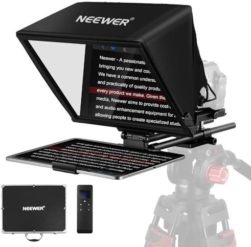 NEEWER Teleprompter C12 Modulares Design, 15mm LWS Stangenklemme, RT113 Fernbedienung, App Steuerung, 12 Strahlteiler, 501PL QR Platte, für Manfrotto LWS Basisplatte, Kamera Käfig Schulter Rig