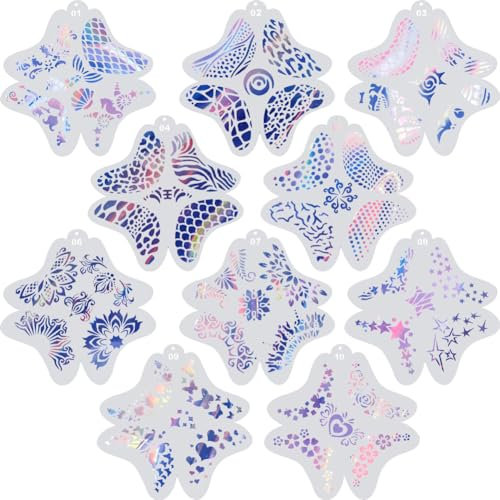 GORGECRAFT 10Stk Gesichtsbemalungsschablonen Aus Kunststoff Körper Gesicht Augen Kleeblatt Pflanzenblätter Sternmalerei Schablone Wiederverwendbar Gesichts vorlagen Für Halloween Party Make-Up DIY