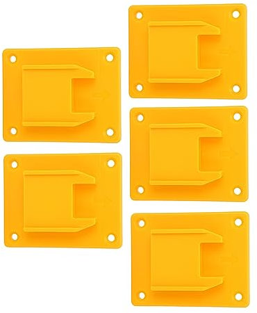Battery Power Tool Mount, 5pcs Battery Mounts Dock Holder Battery Power Tool Holder Mount Rack ABS Yellow for 14.4V 18V 20V Lithium, Battery Packs