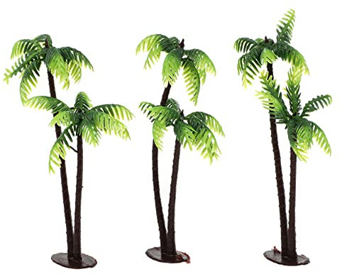 KITANDOVE 3Pcs Plastic Coconut Palm Trees Mini Plastic Artificial Palm Tree Cake Toppers Decors for Cake Model Making