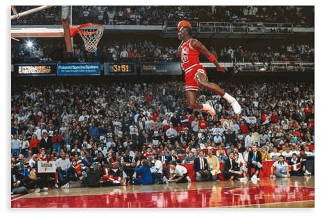 AMATWI Basketball-Stern, Michael Jordan, Poster, Leinwand, Poster, Schlafzimmer-Dekor, Sportlandschaft, Büro, Raumdekoration, Geschenk, ungerahmt, 30 x 45 cm