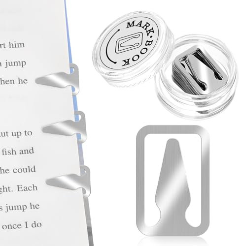 Amabro Buchzeilenmarkierungen, Lesezeichen aus Edelstahl, Buchseitenmarkierungen für Buchliebhaber, Mini-Lesezeichen aus Metall, gemischter Buchmarkierungsclip in Gold und Silber(50 Stück Silber)