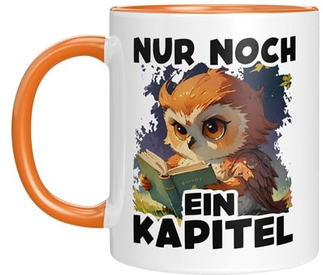 Lustige Tasse mit Spruch und Eule für Leseratten | Nur noch ein Kapitel | Tolles Geschenk | Kaffeebecher 330 ml