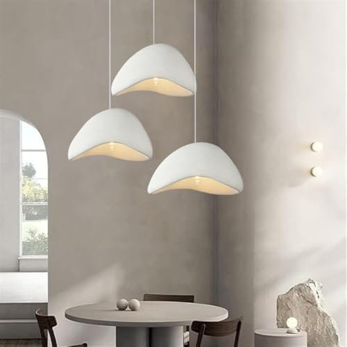 HEYUN Kreative Wabi-sabi Pendelleuchte E27 Weißer Polyethylen-Kronleuchter Moderne Esstisch Hängeleuchte 3-flammig Innenbeleuchtung Verstellbare Heimdekoration Für Esszimmer Küche Inselleuchte(B1)