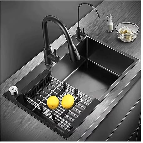 DPCDAN Durable Évier de Cuisine en Acier Inoxydable, évier Simple Nano à contrôle de Console Intelligent, Bassin à légumes pour évier Domestique, évier de Bar avec Accessoires Évier sous Plan