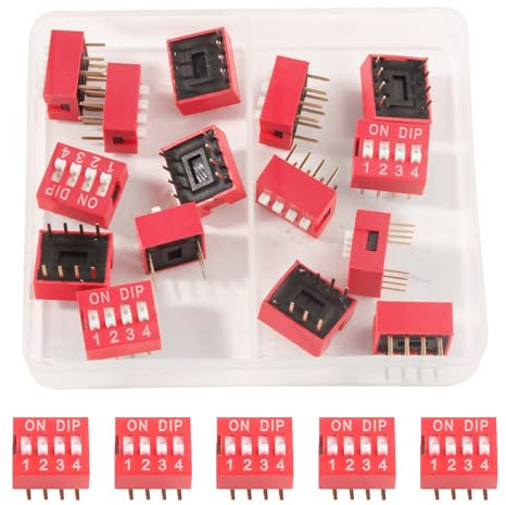 20 interruptores de inmersión de doble fila de 4 posiciones, interruptor tipo deslizante, 2,54 mm, interruptor de palanca de encendido y apagado para circuito, placa de pan