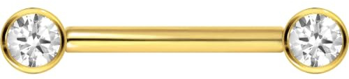 PIERCINGLINE Titan Barbell mit Push Fit KRISTALL - Roségoldfarben, Schwarz, Goldfarben, Silberfarben