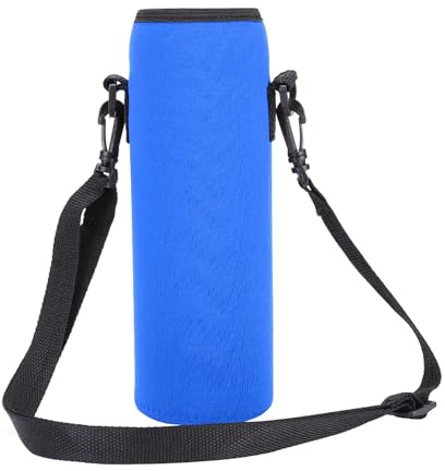 Bolsa Portabotellas de Agua Térmica de Neopreno, Funda con Correa, Estuche Impermeable para Botella de Agua de 1 L para Uso en Exteriores (Blue)