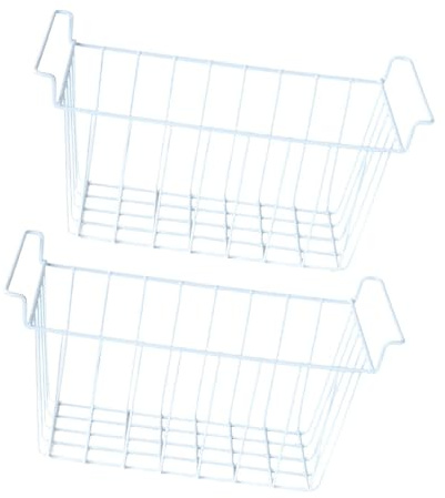 Baoblaze 2Pcs Freezer Storage Basket Wire Basket Divider Practical Storage Rack Refrigerator Bin Pantry Organization for Hotel Kitchen, 41.5cmx24.5cmx20cm