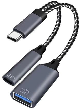Adaptateur USB C vers Câble USB OTG, Adaptateur de Charge USB C OTG 2 en 1, USB C OTG Adaptateur Téléphonique Port de Charge USB C avec Adaptateur PD 18w, Répartiteur USB C pour Charger et Vidéo