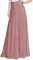 AiberLisha Langer Maxi-Rock aus Chiffon, bodenlang, elastisch, hohe Taille, Brautjungfernrock, rosa - dusty pink, Groß