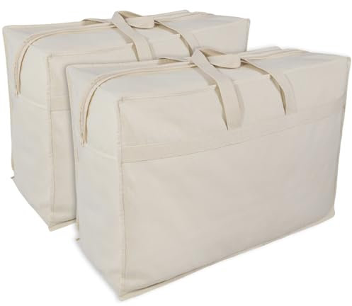 franknatur 2x Aufbewahrungstasche Bettdecken Baumwolle Tasche Aufbewahrung Kleidung Kissen