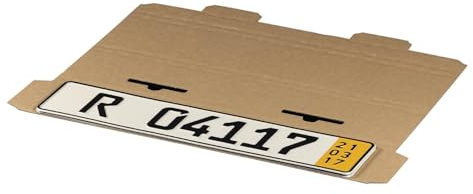 packster 60x KFZ-Kennzeichen-Verpackung 570 x 120 x 17 mm Steckverschluss Braun Nummernschild-Verpackung, Autokennzeichen versenden