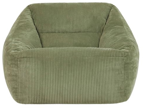 Icon Natalia Sitzsack Sessel für Erwachsene mit Füllung, Grün | In Deutschland Hergestellt, Sitzsack Erwachsene, Flauschiger Cord Stoff, Riesen Sitzsack Cord für Wohnzimmer und Schlafzimmer