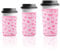 BOXOB 3pcs Reusable Pink Bow Coffee Sleeves, Coquette Neoprene Insulated Cup Sleeves for Iced Coffee Cold Drinks Aesthetic Hot Beverage Holder (3 Sizes)