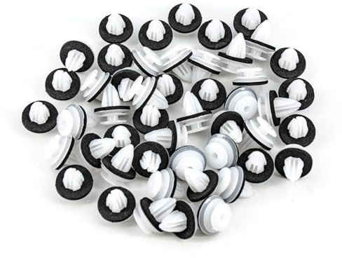 50 clip di fissaggio in plastica per auto, clip per carte di credito, clip universali per paraurti auto, cruscotto, parafango, riparazione fai da te di veicoli, rivetti a pressione e fermi bianchi