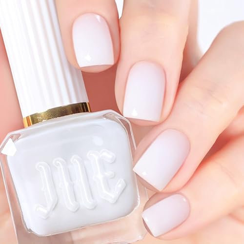 Jelly White Nail Polish, Pink Nail Varnish, No Need Nail Lamp Translucent Nude Quick Dry Nail Polish, Chip Resistant, Non-Toxic, Long-Lasting nail polish for Women & Girls At Home Manicure (38#White)