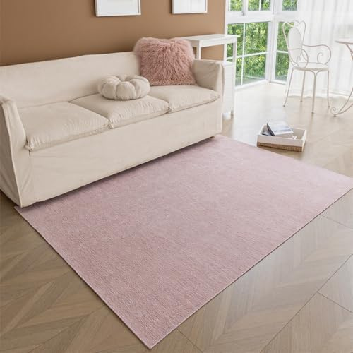 Obundi Teppich Schlafzimmer, 140x200cm, Rosa Carpet Living Room, rutschfeste Teppich Küche, Großer Teppiche Waschbar in Waschmaschine, Weicher Carpet für Balkon, Büro, Lounge