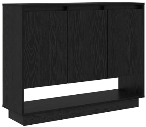 vidaXL Sideboard Black oak, Elegant Storage Solutions, Rustic Sideboard, Solid Wood, Multi-Functional, 3 Door Buffet Table, Indoor Furniture