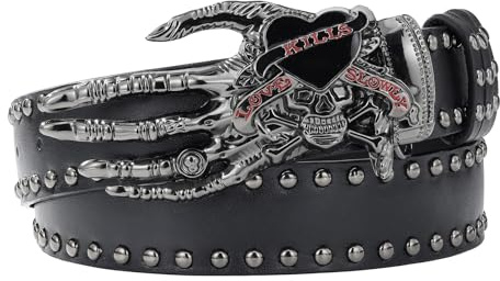 MILAKOO Punk Goth PU Leather Belt for Women Men Y2K Style Grommet Buckle Belt for Hippie Skateboarding Enthusiasts