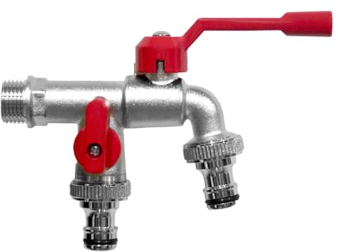 Rubinetto da esterno - Rubinetto in a parete | Rubinetto per acqua da cortile antiruggine, design a doppia uscita per tubo da giardino, lavatrice, impianto idraulico esterno domestico, cortile