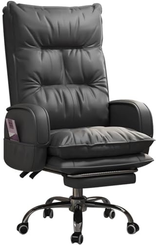 Big & Tall Chefsessel – Leder Lazy Sofa Schreibtischstuhl mit Beinstütze und Lendenwirbelstütze für Komfort – Stilvoller weißer Comter Boss Stuhl