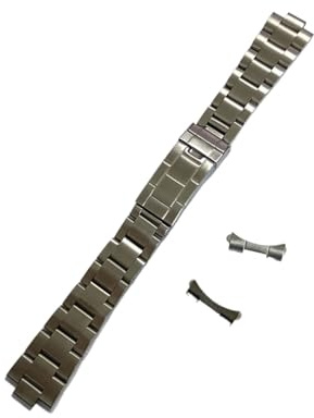 INEOUT Uhrenzubehör 20 mm Oyster-Uhrenarmband aus gebürstetem, poliertem Edelstahl, gebogenes Endband, kompatibel mit RLX-Uhr(20MM_R)