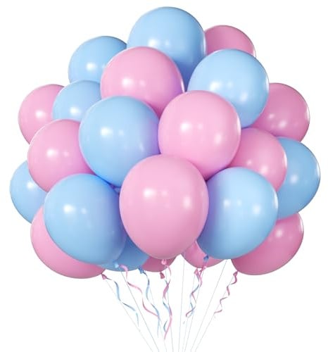 Yehnda Palloncini Rosa Blu Pastello, 70 Pezzi 12 Pollici Rosa e Azzurri per Gender Reveal Compleanno Bambino Battesimo Cresima Laurea Partito Festa