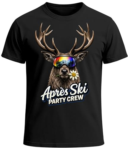 MoonWorks® Herren T-Shirt Après-Ski Party Crew Hirsch Aufdruck Grafik Printshirt Statement Männer Winter