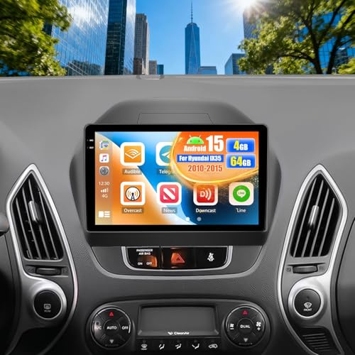 PLKEQS Autoradio 4G 64G Android 15 per H-yundai IX35 2010-2015 con CarPlay Wireless, Android Auto, Schermo Touch da 10,1'', Radio 2 DIN con WiFi, GPS, Bluetooth, FM RDS EQ SWC, Fotocamera,K6 PRO Plus