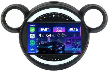 MSD [Eingebaut DAB+ ] - Android 16 Autoradio für BMW Mini Cooper R56 R60 (2007-2014) GPS Navi Radio | CarPlay Android Auto Lenkradsteuerung WiFi DSP | 4G+64G Octa-Core 2 Din 9 Zoll | Kamera MIC