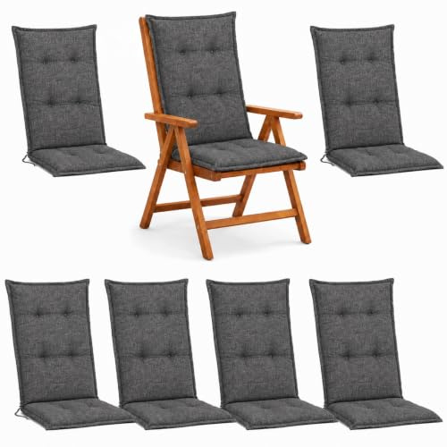 Hochlehner Auflagen 6er Set 120x50x5,5cm Anthrazit Grau Gartenstuhl Komfort