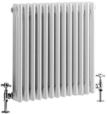 Milano Windsor White Cast Iron Style Horizontal Triple Column Radiator - 600mm x 605mm