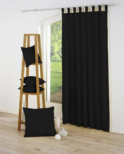 Douceur D'Intérieur - 1600832, Tenda Con Passanti , 140 X 260 Cm , Essentiel , Poliestere Unito , Nero
