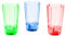 LED-Highlights Glas Becher Schnapsglas 3er Set Schnapsgläser beleuchtet 60 ml bunt LED rot blau grün Bar Partyglas Kunststoff Trinkglas mit Batterie