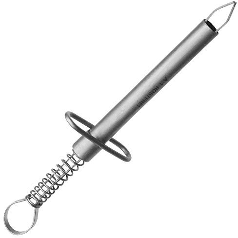 May - Zeckenzange für Hund & Katze mit Feder - Zeckenpinzette - Pinzette zum Zecken entfernen - abgewinkelte Spitze - Edelstahl - Breite der Spitze: 4 mm